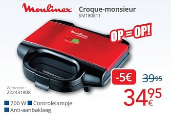 Promoties Moulinex croque-monsieur sm180811 - Moulinex - Geldig van 01/05/2024 tot 31/05/2024 bij Eldi