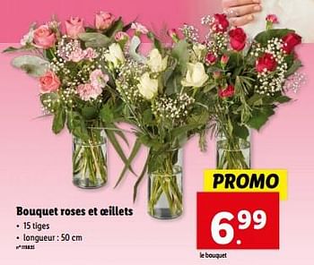 Promoties Bouquet roses et oeillets - Huismerk - Lidl - Geldig van 08/05/2024 tot 14/05/2024 bij Lidl