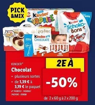 Promoties Chocolat - Kinder - Geldig van 08/05/2024 tot 14/05/2024 bij Lidl