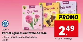 Promoties Cornets glacés en forme de rose - Leone - Geldig van 08/05/2024 tot 14/05/2024 bij Lidl