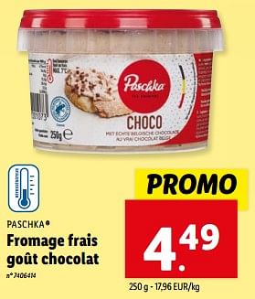 Promoties Fromage frais goût chocolat - Paschka - Geldig van 08/05/2024 tot 14/05/2024 bij Lidl