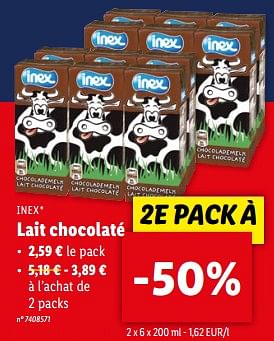 Promoties Lait chocolaté - Inex - Geldig van 08/05/2024 tot 14/05/2024 bij Lidl