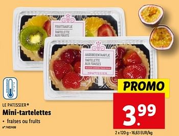 Promoties Mini-tartelettes - Le Patissier - Geldig van 08/05/2024 tot 14/05/2024 bij Lidl