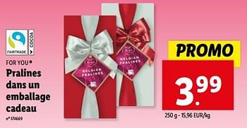 Promoties Pralines dans un emballage cadeau - For You - Geldig van 08/05/2024 tot 14/05/2024 bij Lidl