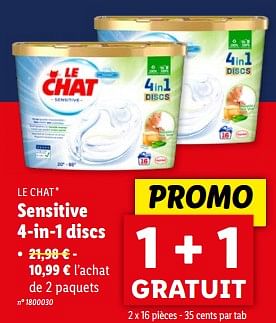Promoties Sensitive 4-in-1 discs - Le Chat - Geldig van 08/05/2024 tot 14/05/2024 bij Lidl
