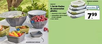 Promoties Set de 4 boîtes de conservation pliables - Ernesto - Geldig van 08/05/2024 tot 14/05/2024 bij Lidl
