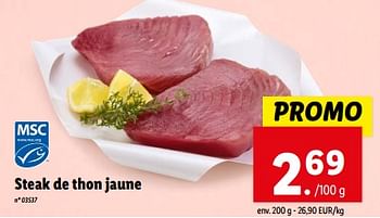 Promoties Steak de thon jaune - Huismerk - Lidl - Geldig van 08/05/2024 tot 14/05/2024 bij Lidl