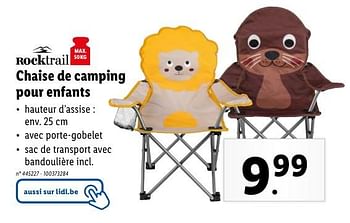 Promoties Chaise de camping pour enfants - Rocktrail - Geldig van 08/05/2024 tot 14/05/2024 bij Lidl