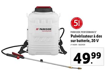 Promoties Parkside performance pulvérisateur à dos sur batterie, 20 v - Parkside - Geldig van 08/05/2024 tot 14/05/2024 bij Lidl