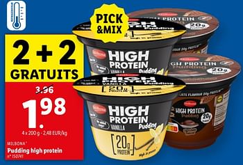 Promoties Pudding high protein - Milbona - Geldig van 08/05/2024 tot 14/05/2024 bij Lidl