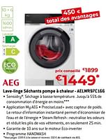 Promotions Aeg lave-linge séchants pompe à chaleur - aelwr97c166 - AEG - Valide de 26/04/2024 à 31/05/2024 chez Exellent