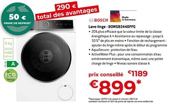 Promoties Bosch lave-linge - bowgb2440pfg - Bosch - Geldig van 26/04/2024 tot 31/05/2024 bij Exellent