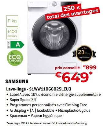 Promoties Samsung lave-linge - s1ww11dg6b25leu3 - Samsung - Geldig van 26/04/2024 tot 31/05/2024 bij Exellent