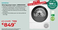 Promotions Siemens sèche-linge pompe à chaleur - sswq45g2d5fg - Siemens - Valide de 26/04/2024 à 31/05/2024 chez Exellent