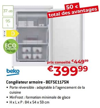 Promotions Beko congélateur armoire - befse1175n - Beko - Valide de 26/04/2024 à 31/05/2024 chez Exellent
