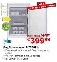 Promotions Beko congélateur armoire - befse1175n - Beko - Valide de 26/04/2024 à 31/05/2024 chez Exellent