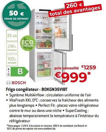 Promoties Bosch frigo congélateur - bokgn36vibt - Bosch - Geldig van 26/04/2024 tot 31/05/2024 bij Exellent