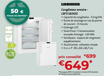 Promoties Liebherr congélateur armoire - lbfci162420 - Liebherr - Geldig van 26/04/2024 tot 31/05/2024 bij Exellent