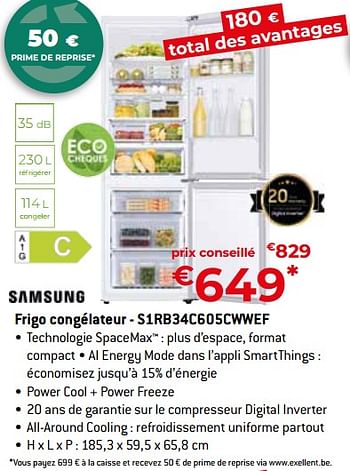 Promoties Samsung frigo congélateur - s1rb34c605cwwef - Samsung - Geldig van 26/04/2024 tot 31/05/2024 bij Exellent