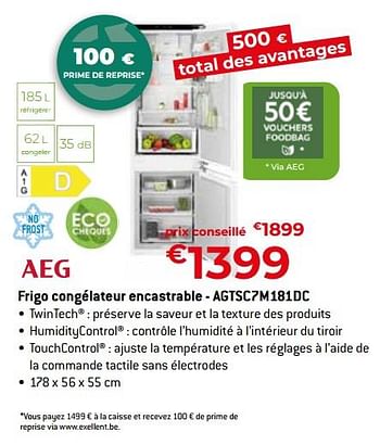 Promoties Aeg frigo congélateur encastrable - agtsc7m181dc - AEG - Geldig van 26/04/2024 tot 31/05/2024 bij Exellent