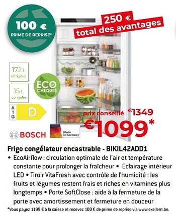 Promoties Bosch frigo congélateur encastrable - bikil42add1 - Bosch - Geldig van 26/04/2024 tot 31/05/2024 bij Exellent