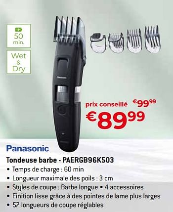 Promoties Panasonic tondeuse barbe - paergb96k503 - Panasonic - Geldig van 26/04/2024 tot 31/05/2024 bij Exellent