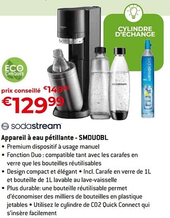 Promoties Sodastream appareil à eau pétillante - smduobl - Sodastream - Geldig van 26/04/2024 tot 31/05/2024 bij Exellent