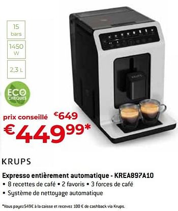 Promoties Krups expresso entièrement automatique - krea897a10 - Krups - Geldig van 26/04/2024 tot 31/05/2024 bij Exellent