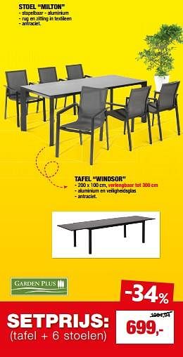 Promoties Tafel + 6 stoelen - Garden Plus  - Geldig van 03/04/2024 tot 30/06/2024 bij Hubo
