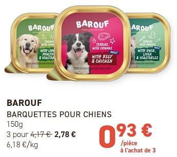 Promotions Barouf barquettes pour chiens - Barouf - Valide de 02/05/2024 à 12/05/2024 chez Tom&Co