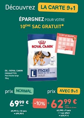 Promotions Royal canin croquettes maxi adulte large - Royal Canin - Valide de 02/05/2024 à 12/05/2024 chez Tom&Co