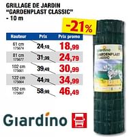 Promotions Grillage de jardin gardenplast classic - Giardino - Valide de 24/04/2024 à 05/05/2024 chez Hubo