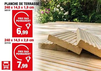 Promotions Planche de terrasse - Produit maison - Hubo  - Valide de 24/04/2024 à 05/05/2024 chez Hubo