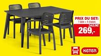 Promotions 1 table + 4 chaises - Keter - Valide de 24/04/2024 à 05/05/2024 chez Hubo
