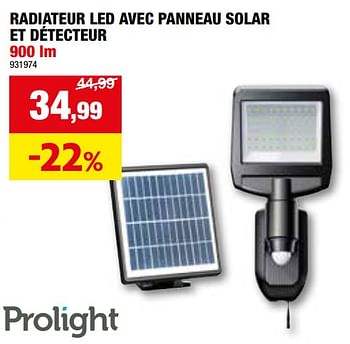 Promoties Radiateur led avec panneau solar et détecteur - Prolight - Geldig van 24/04/2024 tot 05/05/2024 bij Hubo