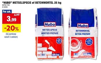 Promoties Hubo metselspecie of betonmortel - Huismerk - Hubo  - Geldig van 24/04/2024 tot 05/05/2024 bij Hubo