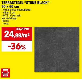 Promotions Terrastegel stone black - Produit maison - Hubo  - Valide de 24/04/2024 à 05/05/2024 chez Hubo