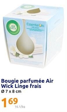 Promotions Bougie parfumée air wick linge frais - Airwick - Valide de 01/05/2024 à 07/05/2024 chez Action