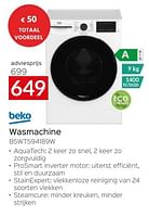 Promoties Beko wasmachine b5wt594189w - Beko - Geldig van 26/04/2024 tot 31/05/2024 bij Selexion