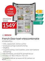 Promoties Bosch french door koel-vriescombinatie kfn96vpea - Bosch - Geldig van 26/04/2024 tot 31/05/2024 bij Selexion