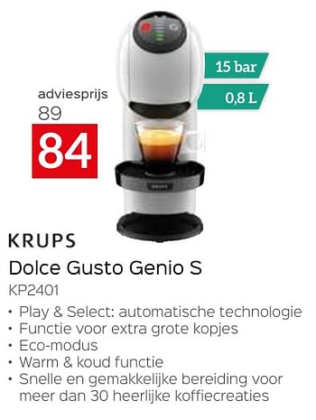 Promoties Krups dolce gusto genio s kp2401 - Krups - Geldig van 26/04/2024 tot 31/05/2024 bij Selexion