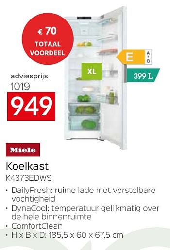 Promoties Miele koelkast k4373edws - Miele - Geldig van 26/04/2024 tot 31/05/2024 bij Selexion