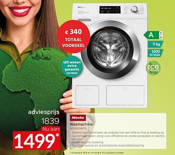 Promoties Miele wasmachine wei895wps - Miele - Geldig van 26/04/2024 tot 31/05/2024 bij Selexion