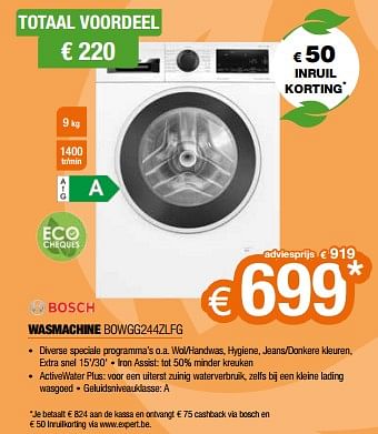 Promotions Bosch wasmachine bowgg244zlfg - Bosch - Valide de 26/04/2024 à 31/05/2024 chez Expert