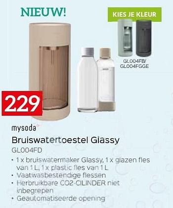 Promotions Mysoda bruiswatertoestel glassy gl004fd - Mysoda - Valide de 26/04/2024 à 31/05/2024 chez Selexion