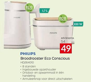 Promotions Philips broodrooster eco conscious hd264010 - Philips - Valide de 26/04/2024 à 31/05/2024 chez Selexion
