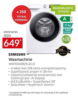 Samsung wasmachine ww11dg6b25leu3