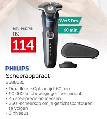 Promoties Scheerapparaat s588535 - Philips - Geldig van 26/04/2024 tot 31/05/2024 bij Selexion