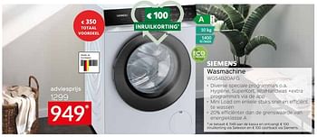Promotions Siemens wasmachine wg54b20afg - Siemens - Valide de 26/04/2024 à 31/05/2024 chez Selexion
