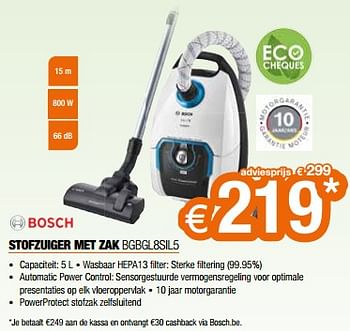 Promotions Bosch stofzuiger met zak bgbgl8sil5 - Bosch - Valide de 26/04/2024 à 31/05/2024 chez Expert